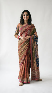 Maroon Crepe Saree Embellished with Stone, Chandala & Zari Work