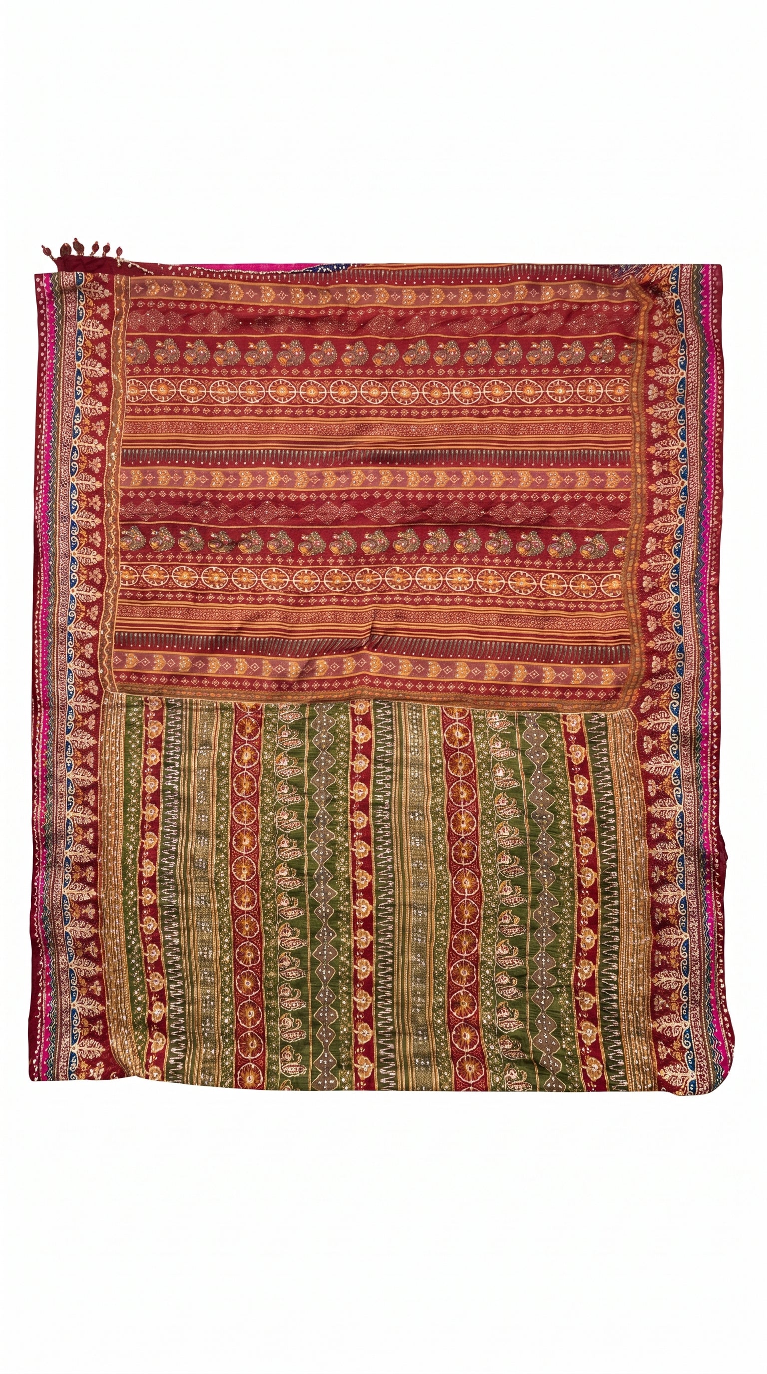 Maroon Crepe Saree Embellished with Stone, Chandala & Zari Work
