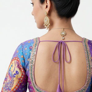 Multicolour Chinon Saree Embellished With Chandala, Mirror, Sequins & Pearl Work