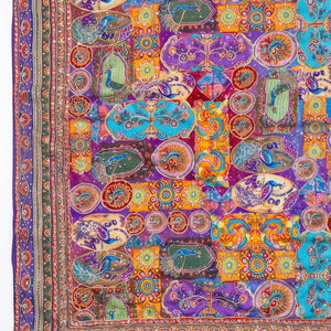 Multicolour Chinon Saree Embellished With Chandala, Mirror, Sequins & Pearl Work