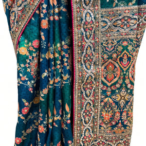 Rama Green Silk Saree Embellished With Sequins & Zari Work