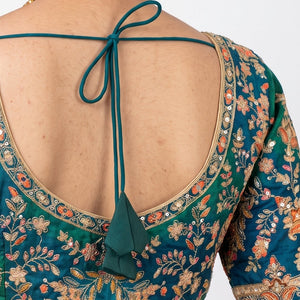 Rama Green Silk Saree Embellished With Sequins & Zari Work