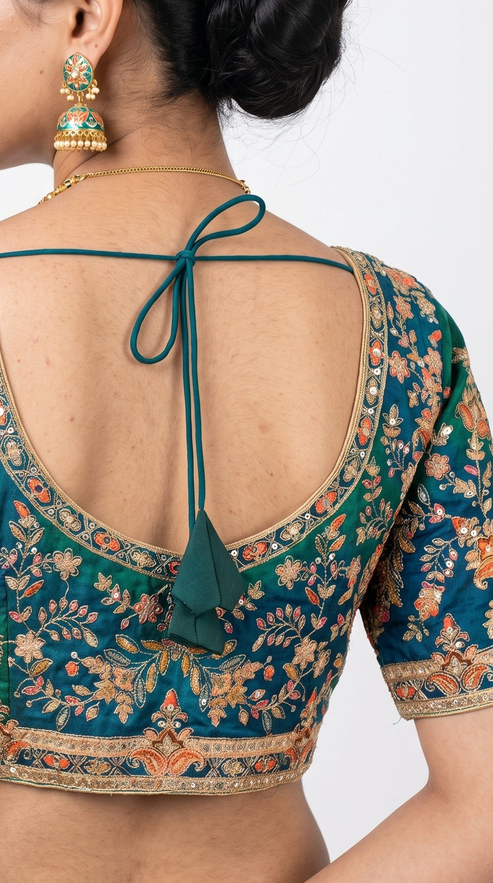 Rama Green Silk Saree Embellished With Sequins & Zari Work
