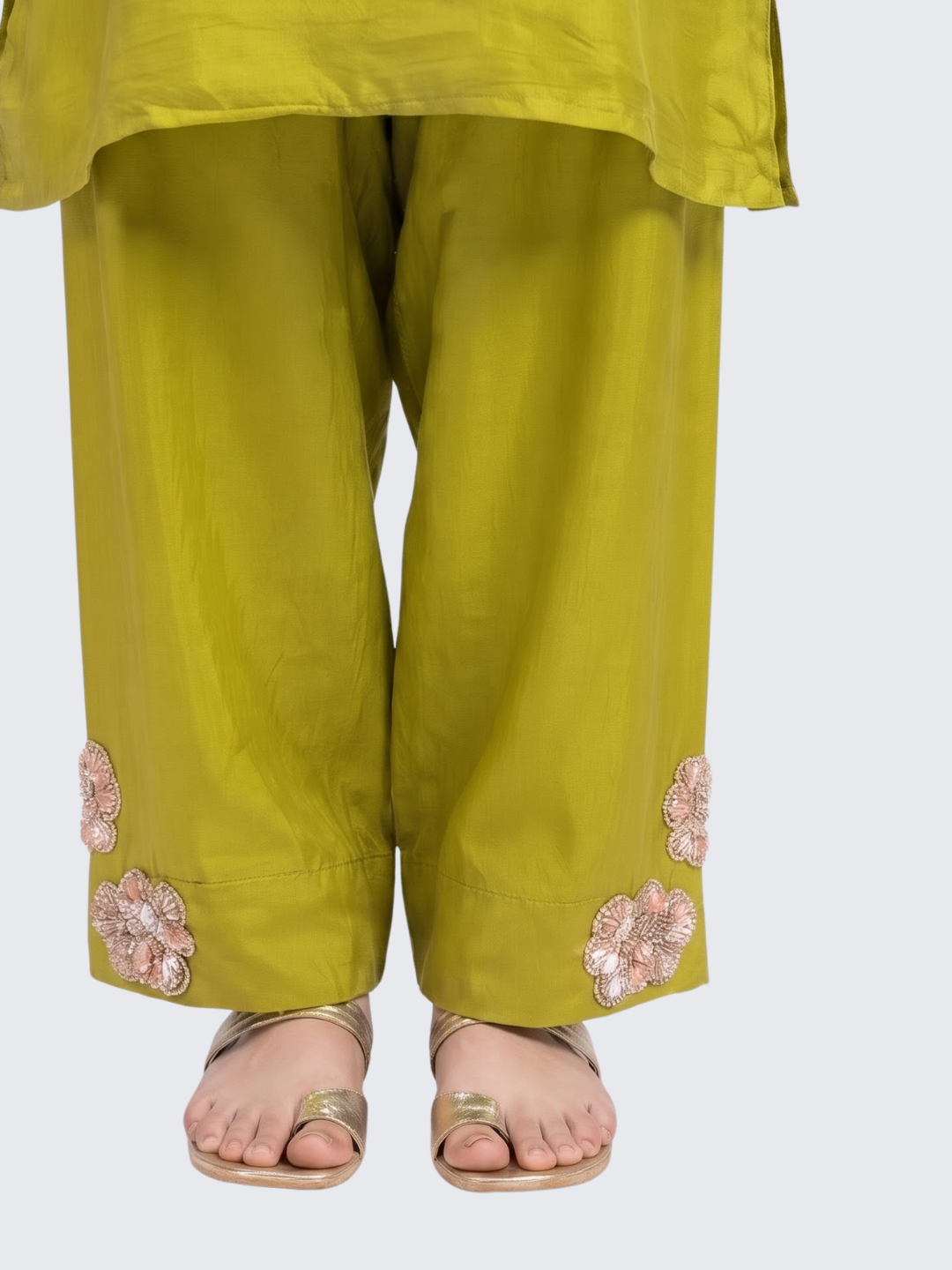 Parrot Green Crepe Indo Western with Cutdana and Sequins Embroidery 5