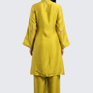 Parrot Green Crepe Indo Western with Cutdana and Sequins Embroidery 6