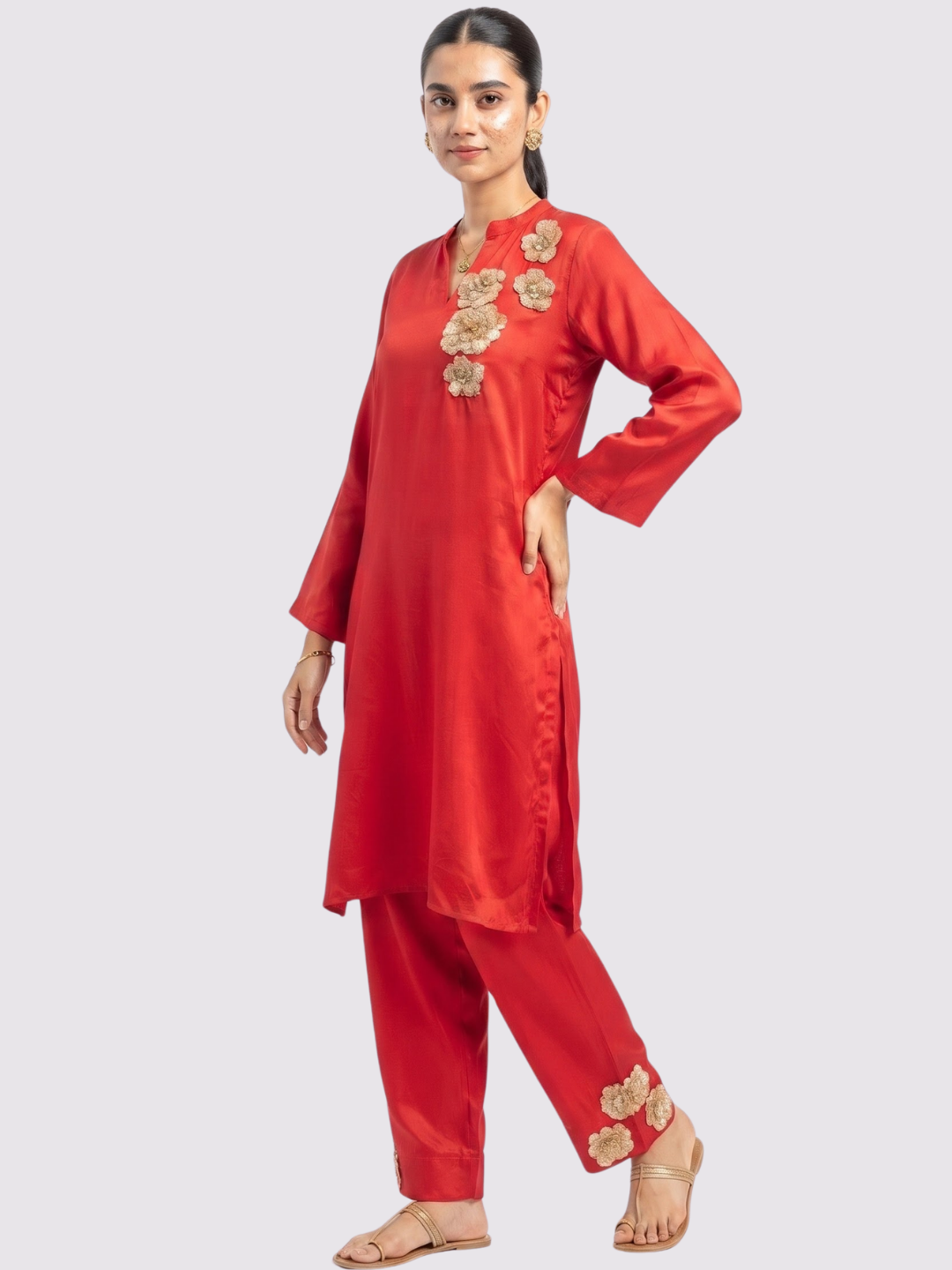 Rani Crepe Indo Western with Cutdana and Sequins Embroidery 1