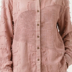 Peach Jute Coord Set with Mash Paneling Detailing