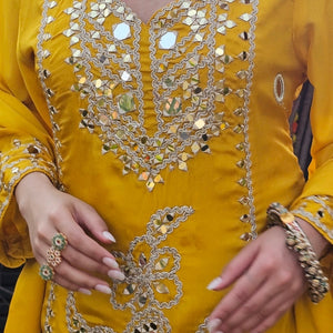 Chinon Indo-Western Embellished with Zari & Mirror Work