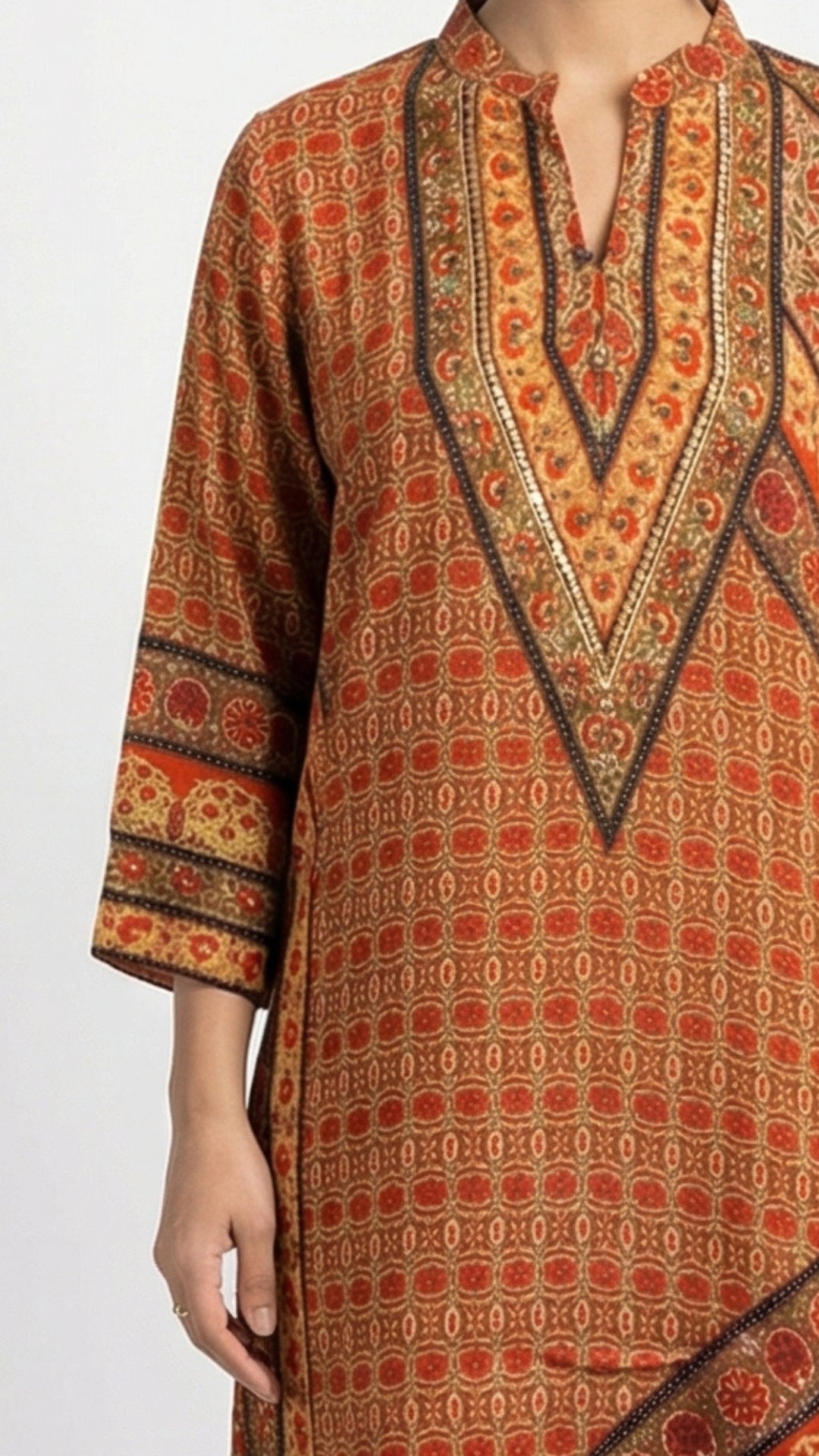 Red  Muslin Coord Set with Sequins Detailing