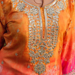Ombre Uppada Silk Indo-Western with Zari, Sequin & Digital Print