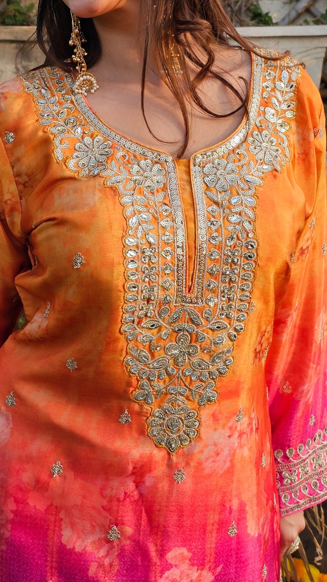 Ombre Uppada Silk Indo-Western with Zari, Sequin & Digital Print