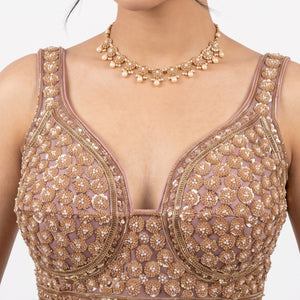 Net Saree Embellished With Cutdana, Sequins & Pearl Work