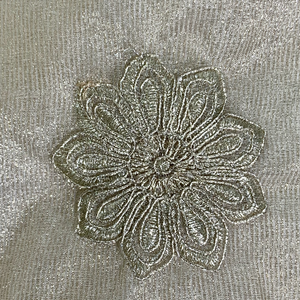 Beige Tissue Unstitched Suit  Thread Work With Zari Work and  Mirror Work