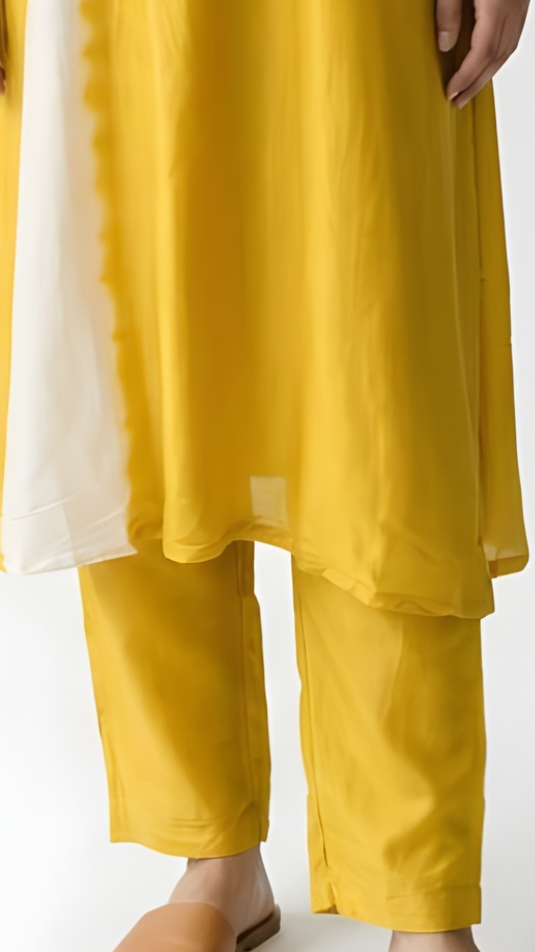 Yellow Cotton Silk Coord Set with Sequin and Moti Work