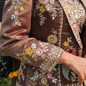 Tissue Banarasi Indo - Western Embellished with Mirror, Zari & Stone Work