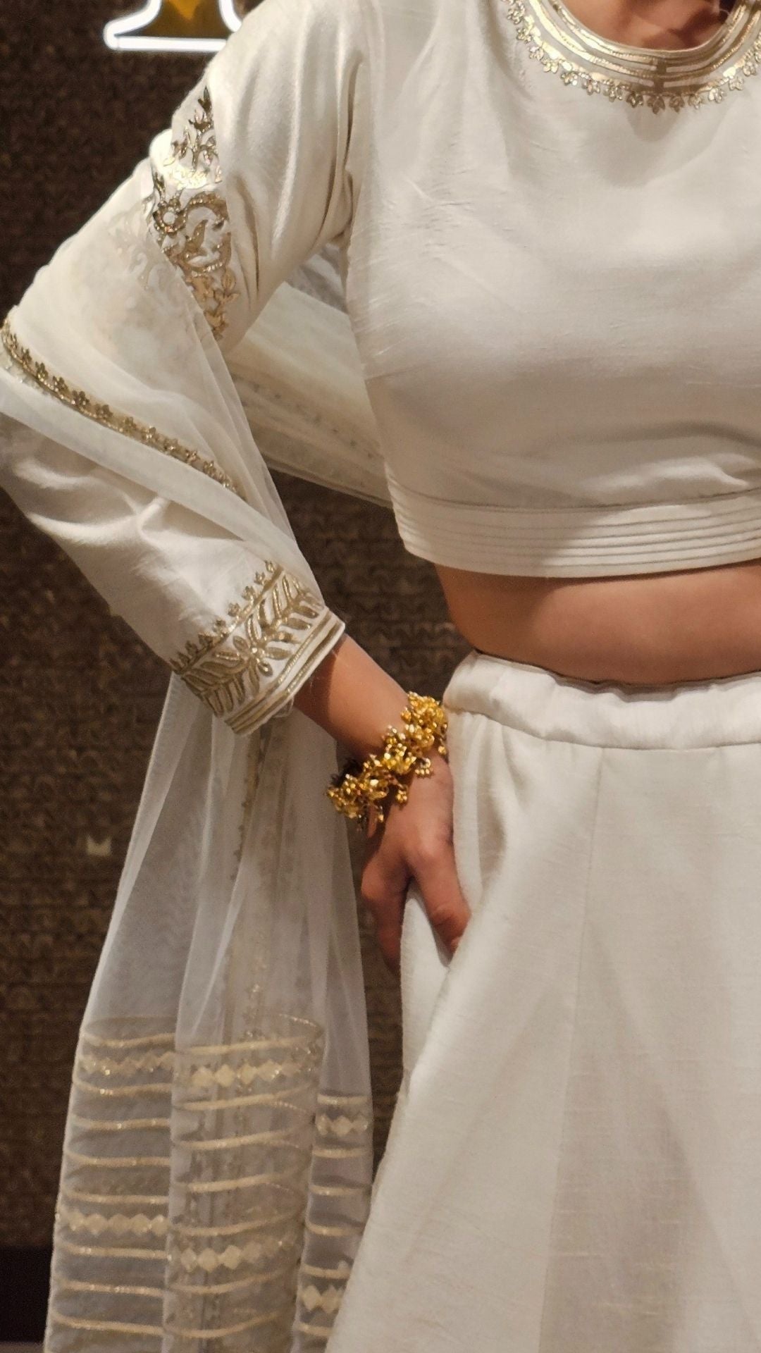 Ivory White Raw Silk Lehenga with Dupatta
