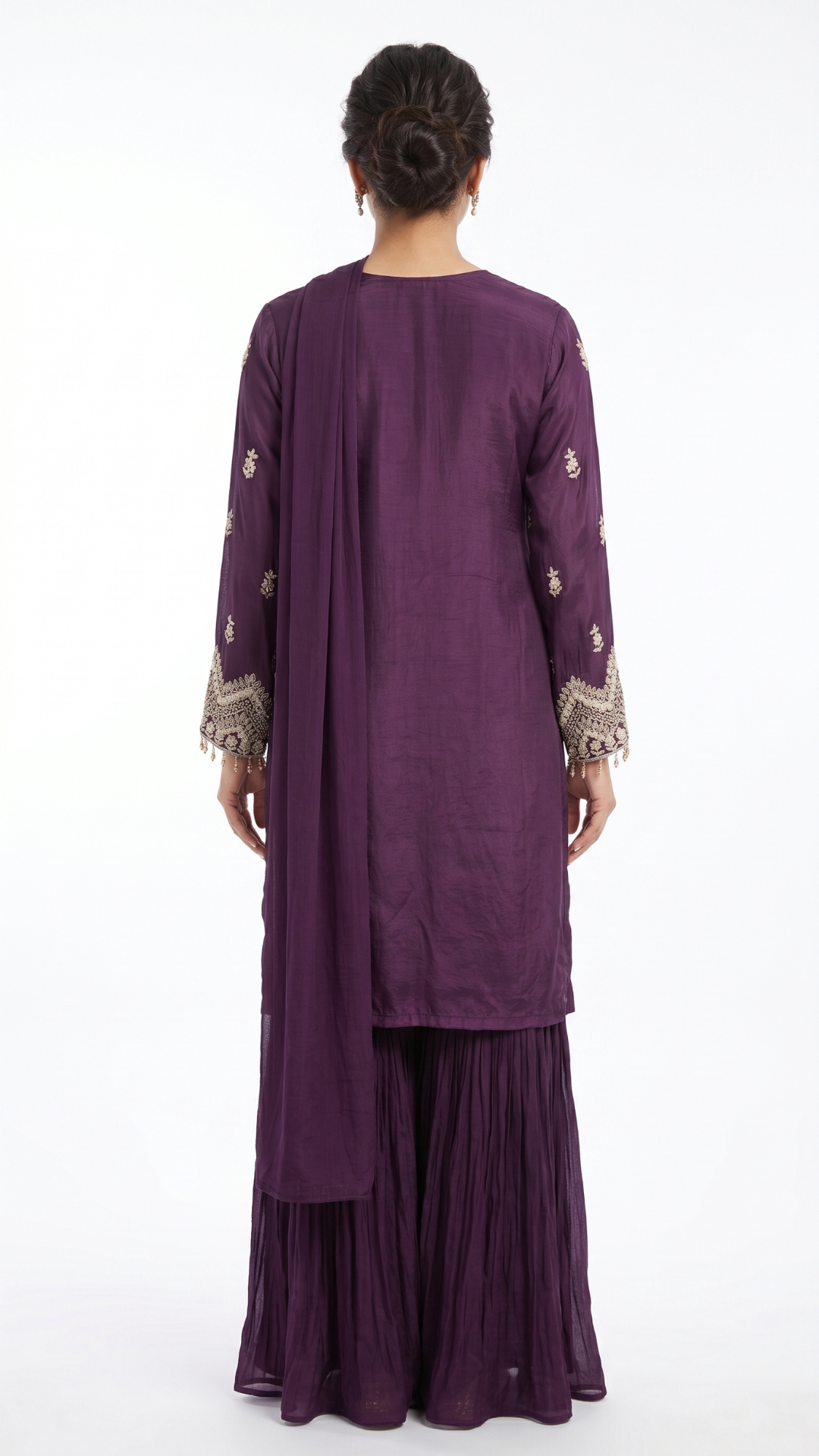 Purple Crepe Fabric  Cut dana Sitara  Sequins