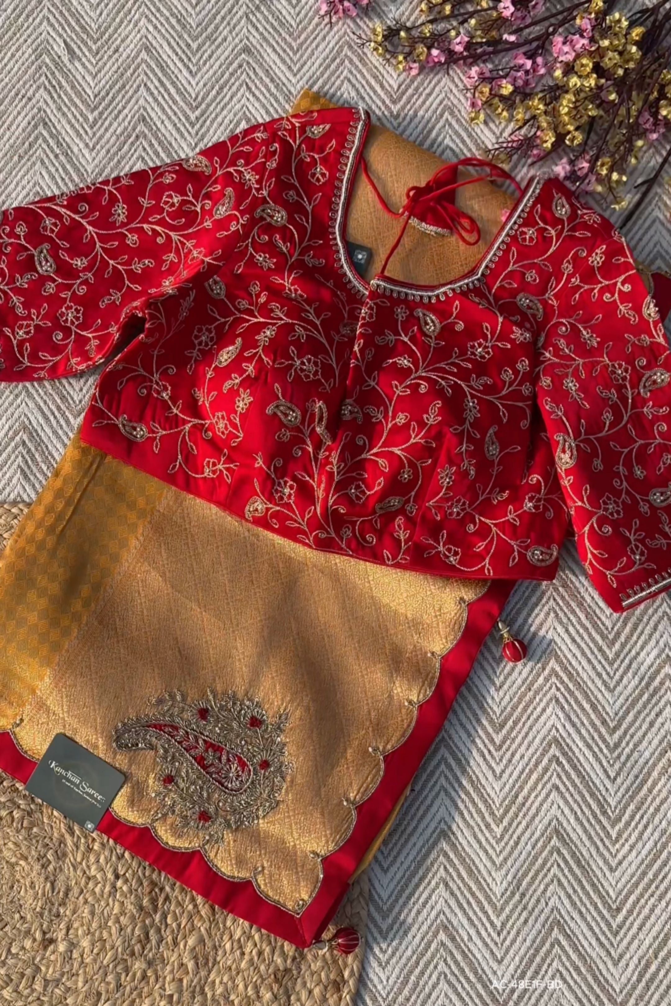 Mustard Brocade Saree Embellished With Zari & Cut Dana Work