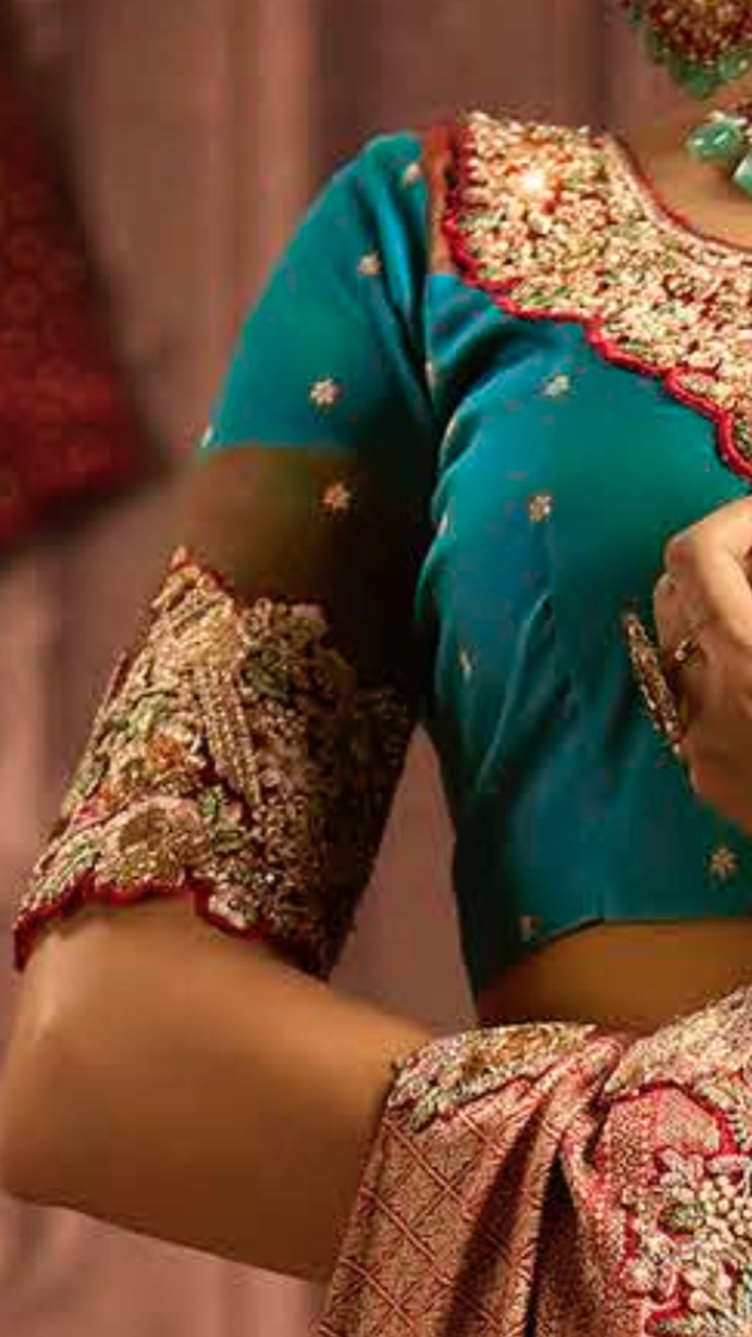 Turquoise Tanna Silk Embroidered Saree