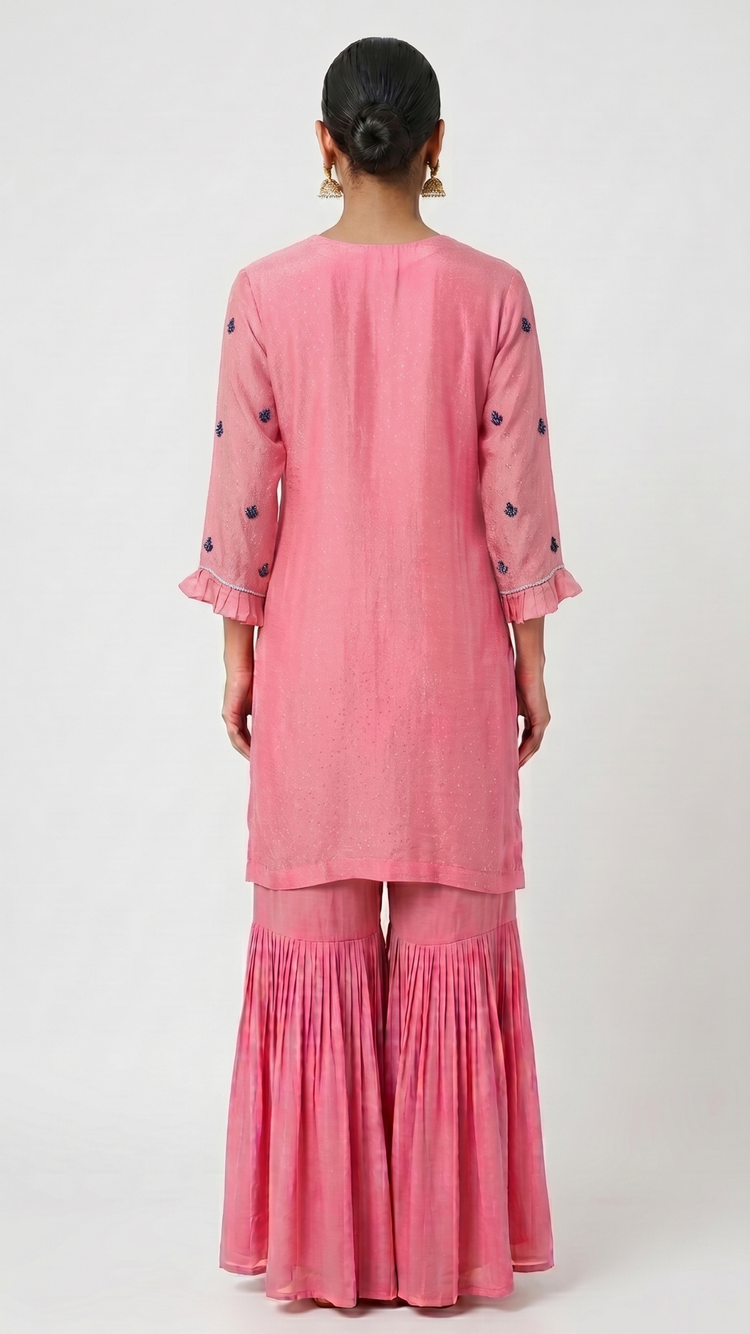 Pink Chinon Fabric Cutdana & Thread work Sequins