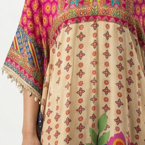 Multicolour Muslin Crepe Coord Set with Digital Print & Mirror Detailing