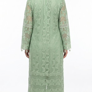 Green Muslin Cutwork lace and  Pearl Sequins