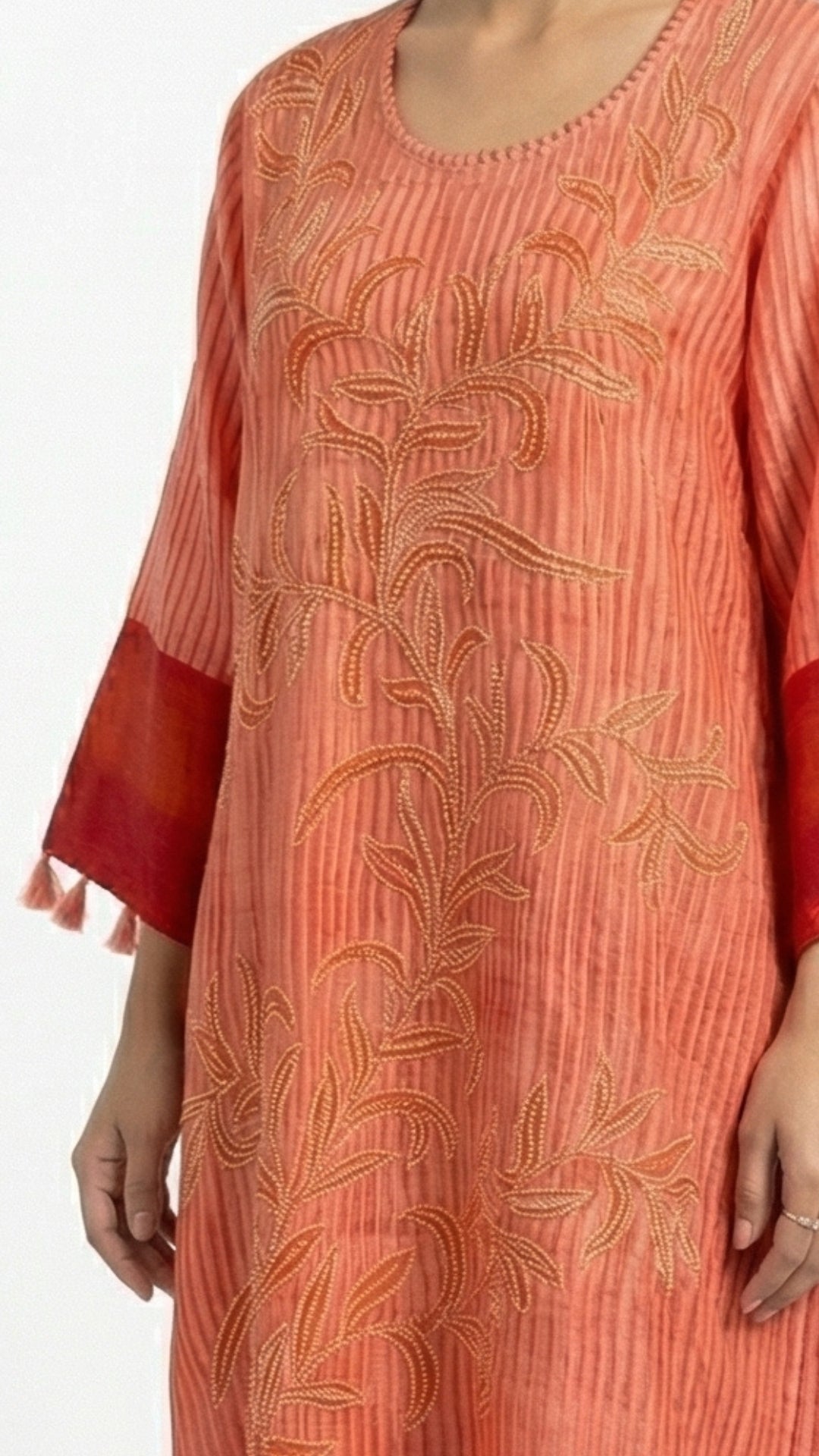 Red Cotton Silk Coord Set with Sequins & Thread work Detailing