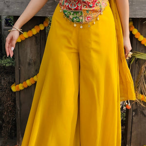 Mustard Georgette Indo-Western with Zari & Stone Work