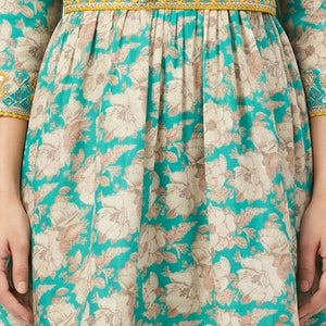 Green Cotton Peplum , Thread Work With Mirror Work & Zari Sequins