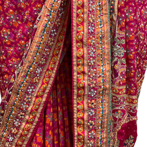 Fuchsia Tissue Silk Saree with Zari, Sequins & Cutdana work