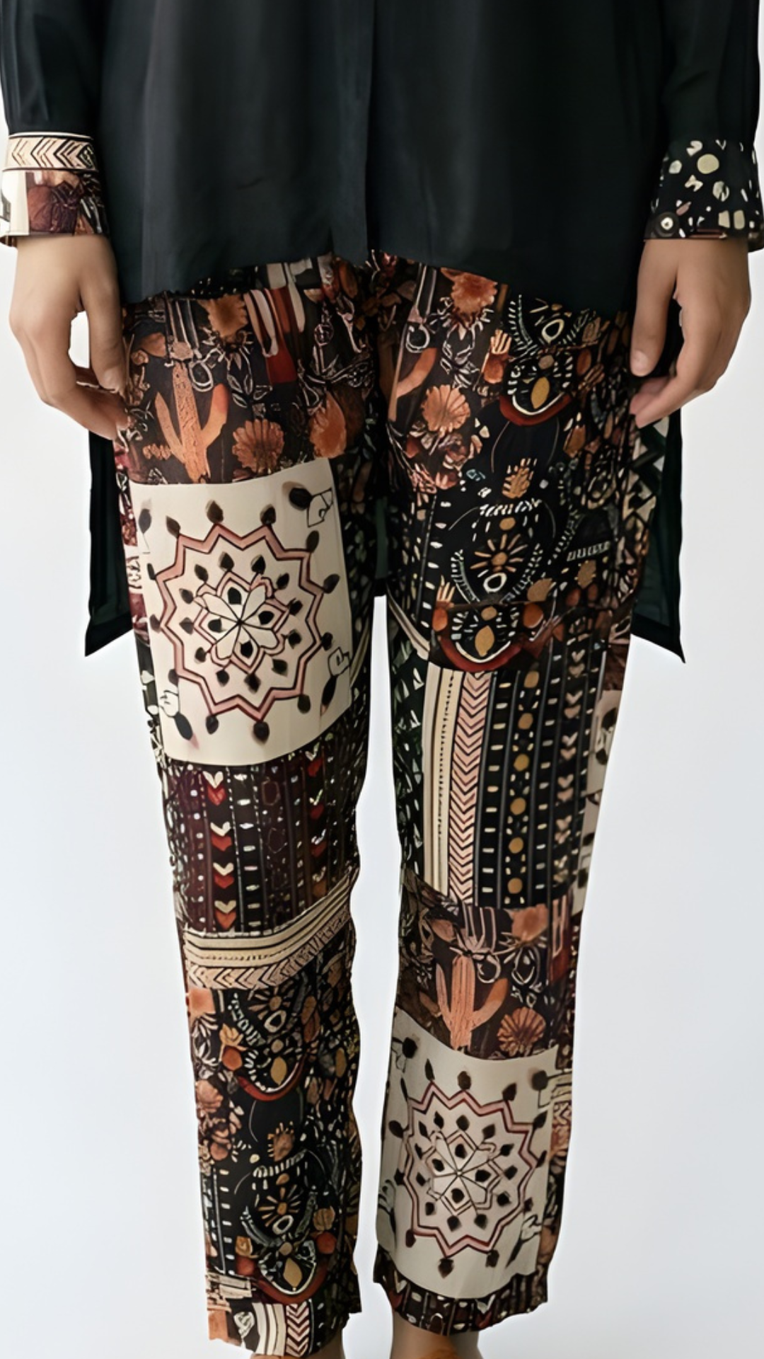 Black Crepe Coord Set with Sequin, Beadwork and Cut Dana