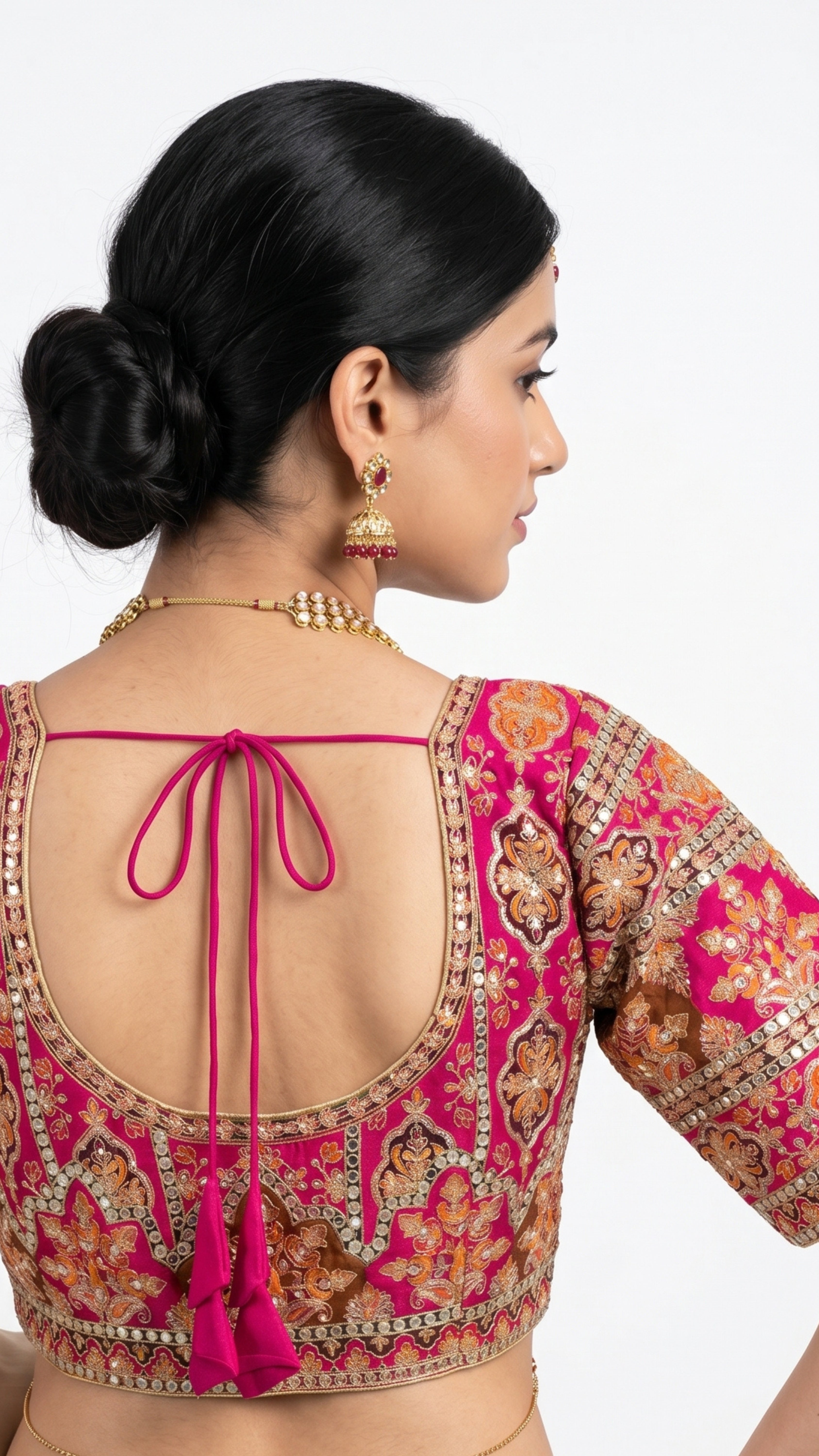 Maroon & Pink Banarasi Silk Saree with Heavy Zari and Sequins Work