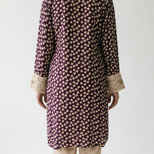 Purple Crepe Coord Set with Moti and Cut Dana Work