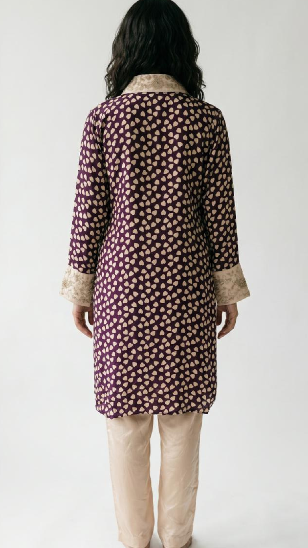 Purple Crepe Coord Set with Moti and Cut Dana Work
