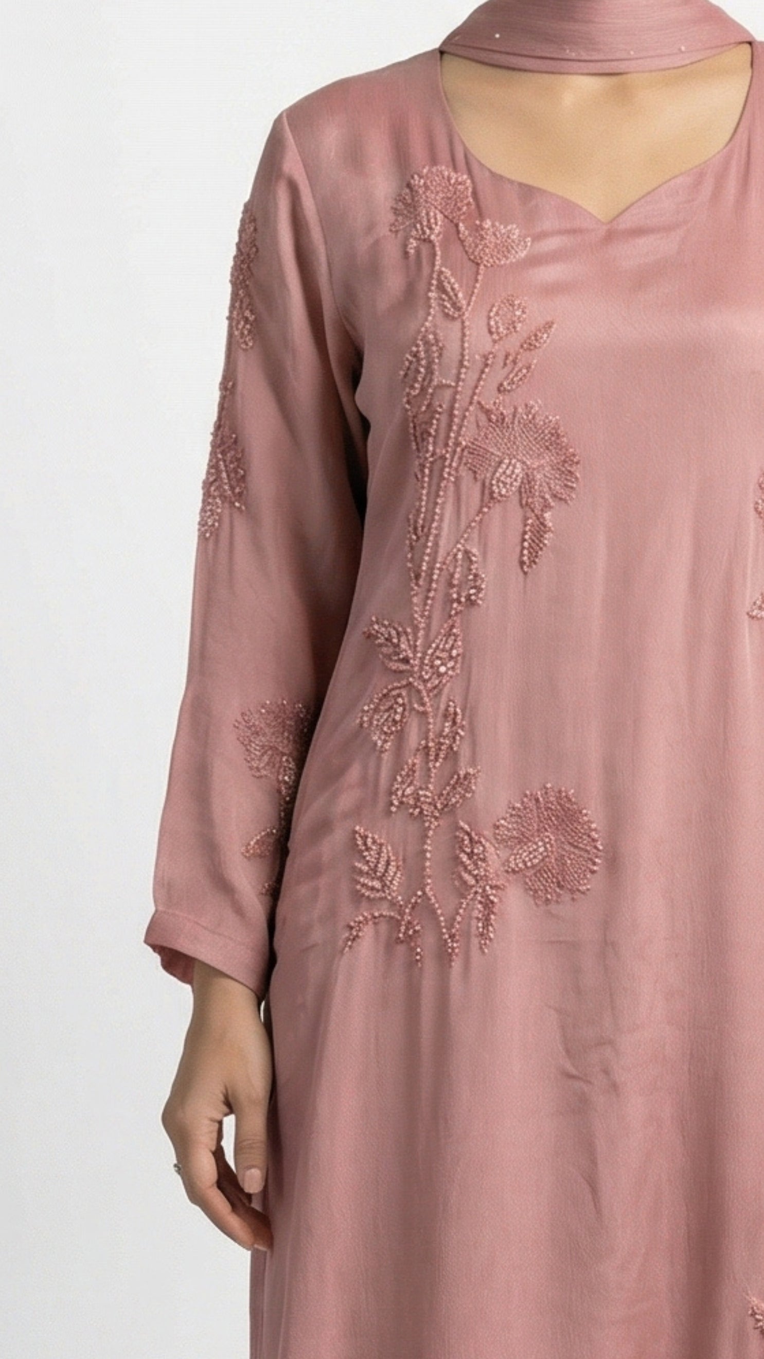 Pink Chinon Suit with Sequins & Cutdana Detailing