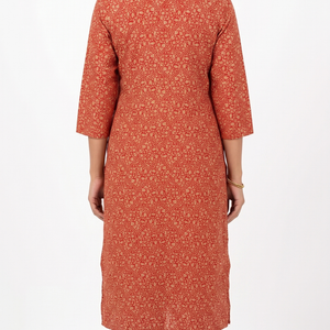 Orange muslin And Gold Print Gota Cutdana Moti Sequins