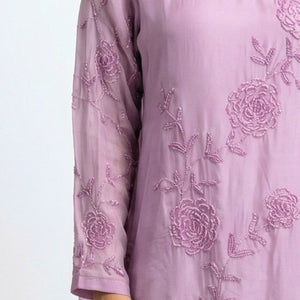 Muted Pastel Pink Organza Suit with Sequins, Cutdana & Moti Detailing