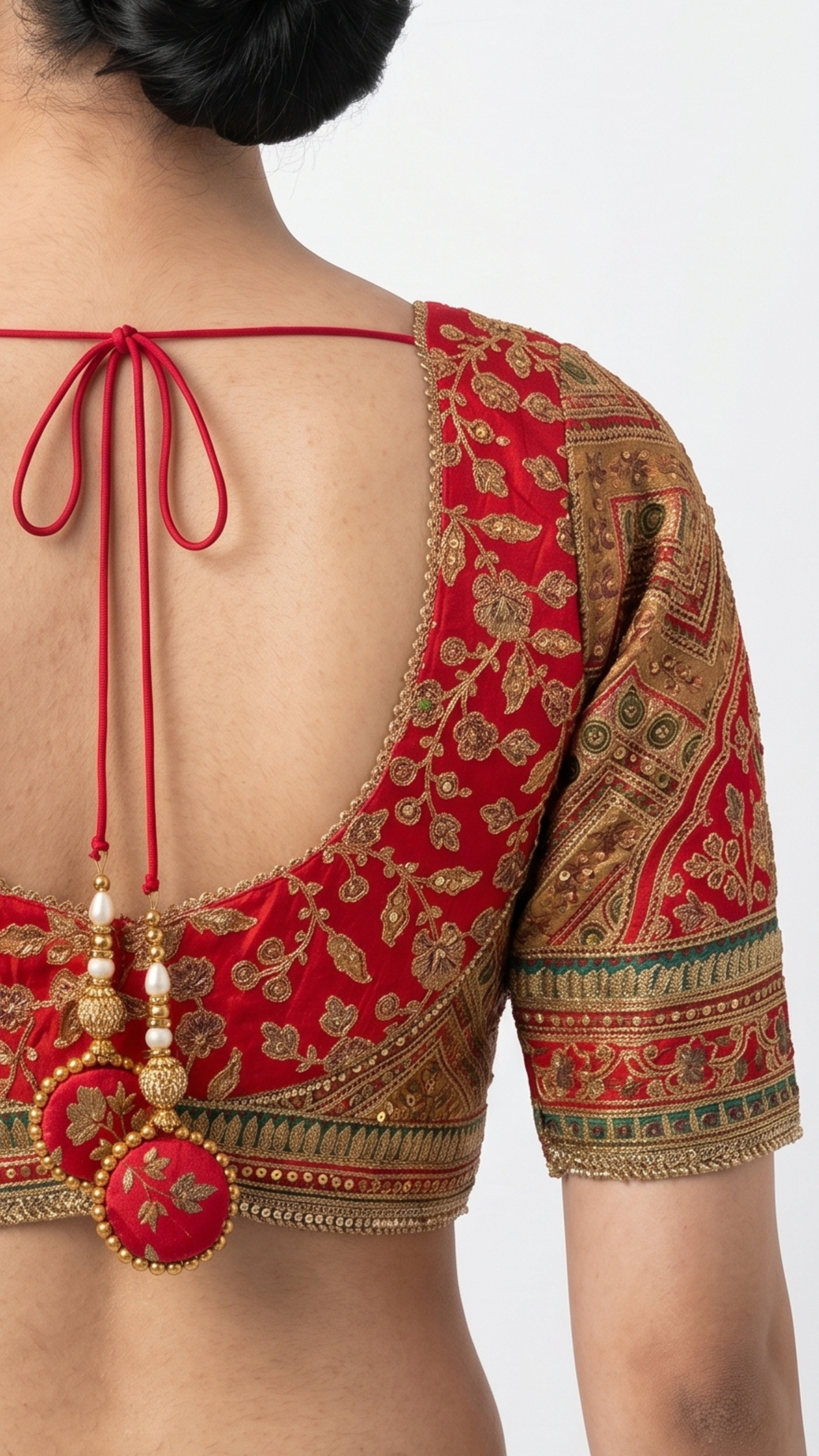 Green Banarasi Silk Saree with Stitched Pink Blouse and Weaving Work