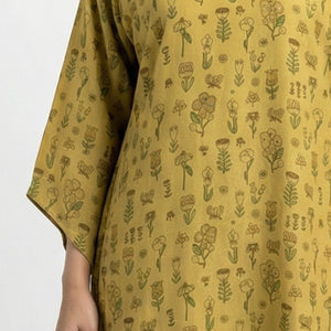 Lemon Yellow Muslin Coord Set with Sequins, Mirror, Bead & Digital Print Detailing