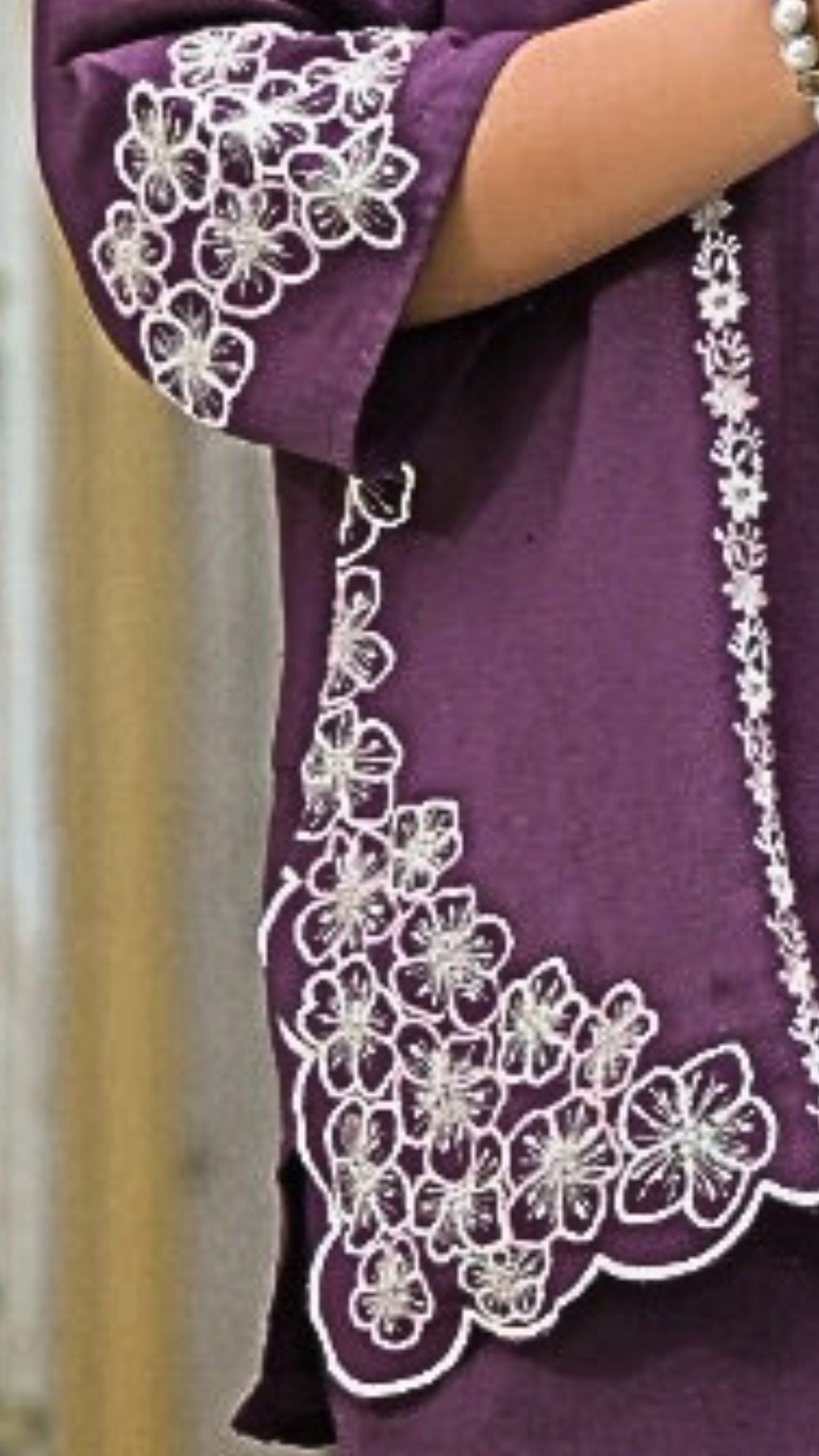 Grape Purple Linen Cotton Coord Set with Thread Embroidery