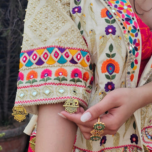 Rani Crepe 3 Piece Indowestern with Thread, Mirror, Zari, Moti and Dabka Work