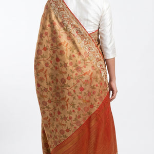Rust Tissue Banarasi Unstitched Saree with Sequins & Cut Dana Work