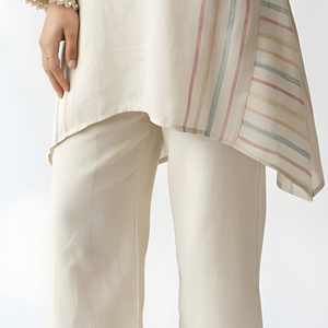 Cotton Jute Coord Set with Intricate Moti and Lace Work