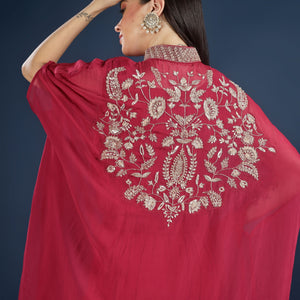 Red Organza Indo Western with Cutdana and Sequins Embroidery