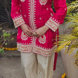 Rani Dola Silk Indo-Western with Dori, Moti & Sequin Work
