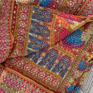 Multicolour Tissue Saree Embellished With Kundan, Sequins & Cut Dana Work