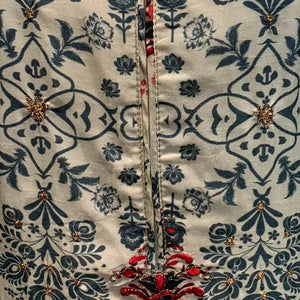 Mint Digital Printed Cotton Fabric Co-ord Set with Zari Work