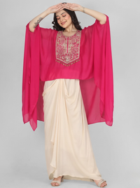 Rani Chinon Indo Western with Cutdana and Sequins Embroidery