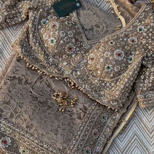 Tussar Net Lace Saree With Moti, Stone, Cutdana & Sequins Work