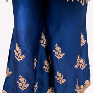 Blue Satin Crepe Indo Western with Gota, Mirror and Pearl Embroidery 5